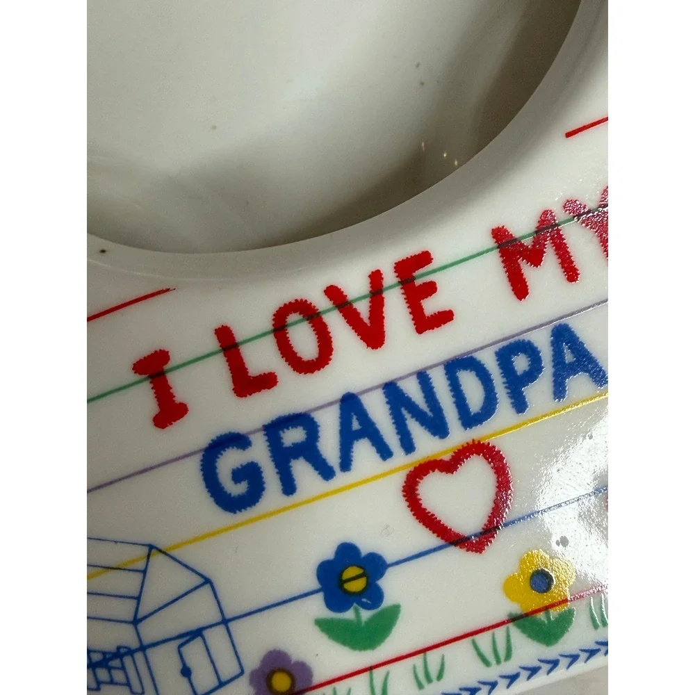 Vintage I Love My Grandpa Ceramic Photo Frame Crayon Design Made in Taiwan